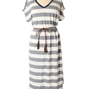 SOLD-Sonoma casual gray and white striped dress